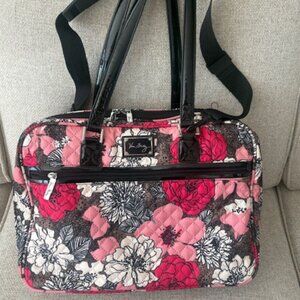 Vera Bradley travel laptop floral pattern weekender-Pink, brown & white pattern